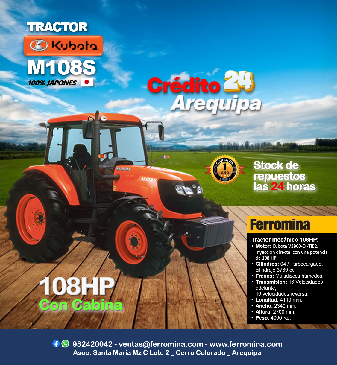 Tractor Kubota Arequipa