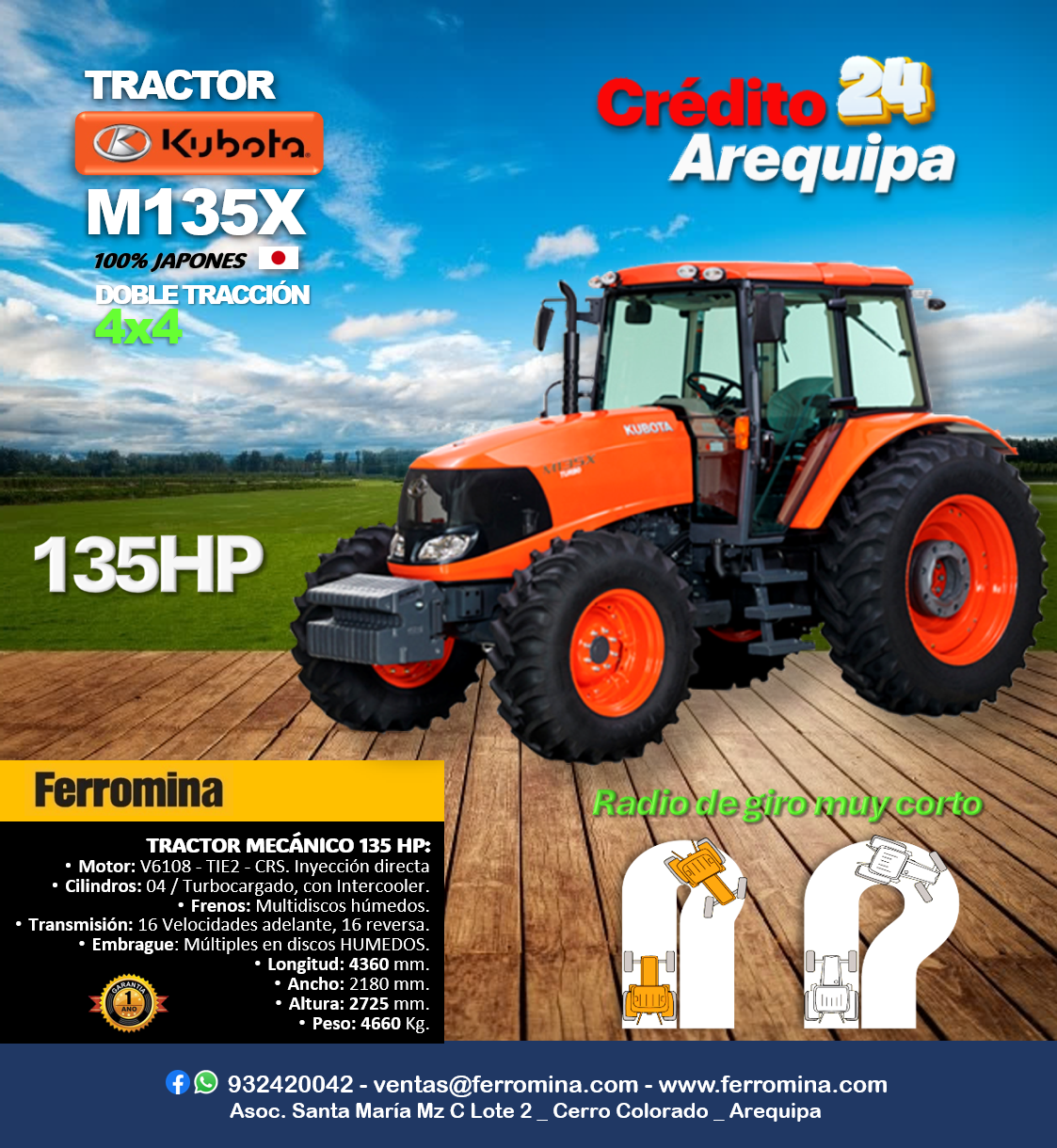 Tractor Kubota Arequipa